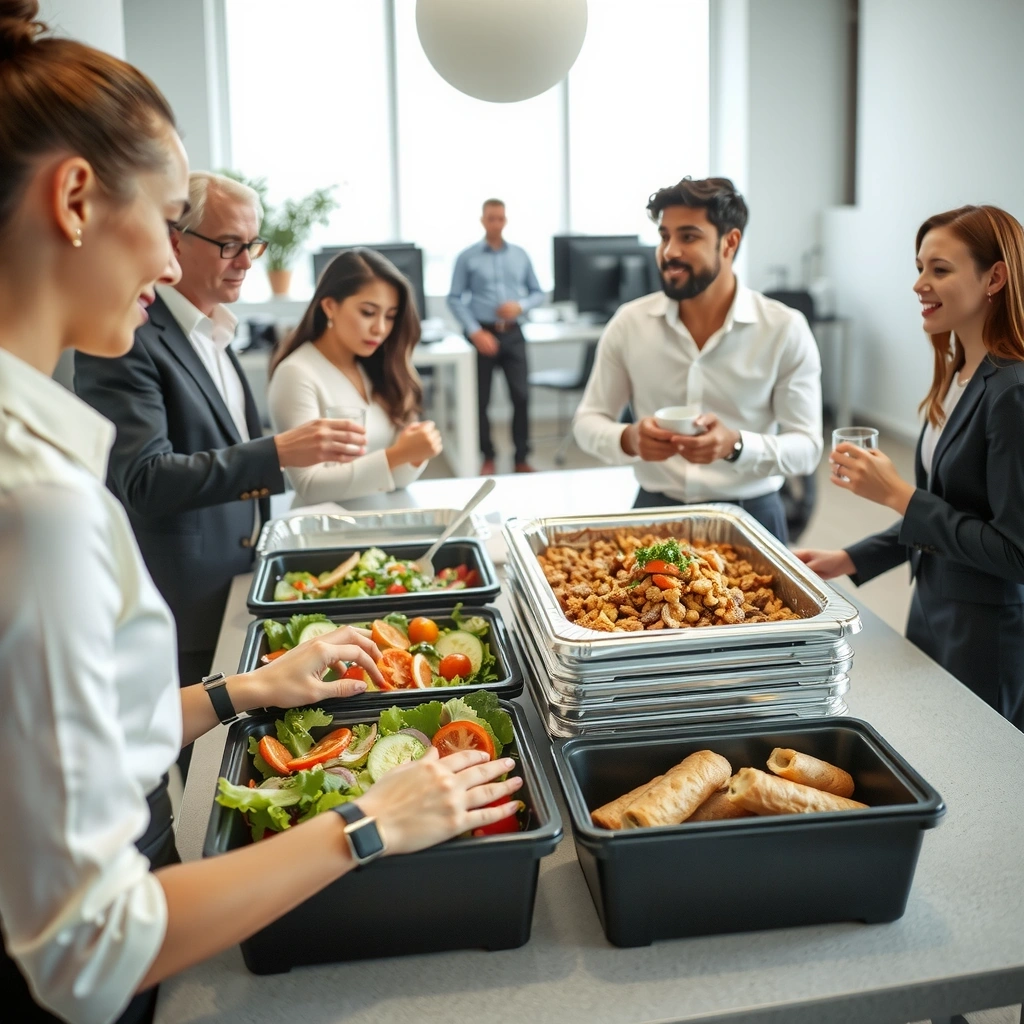 Traiteur d'entreprise - Salade healthy dans un bureau moderne